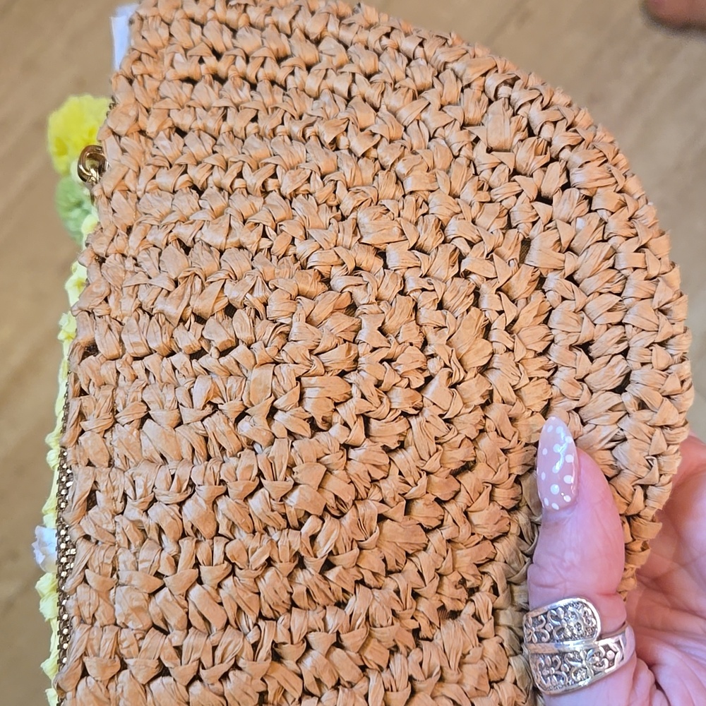 New LOFT Lemon Slice Raffia Zipper Pouch/Clutch - Picture 6 of 9
